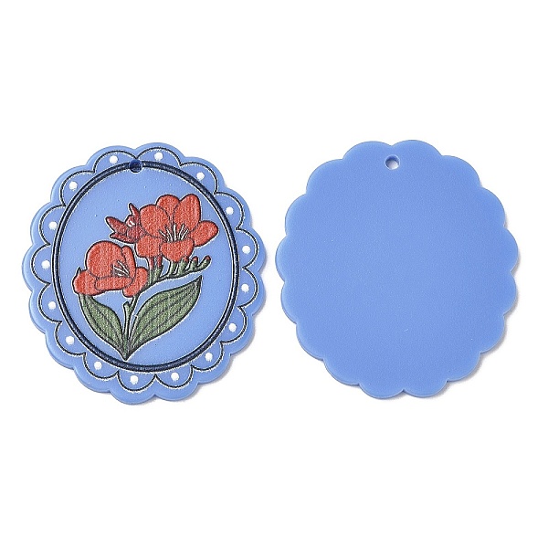 PandaHall Acrylic Pendants, Oval with Flower, Cornflower Blue, 42.5x39x2mm, Hole: 2mm Acrylic Oval
PandaHall Acrylic Pendants, Oval with Flower, Cornflower Blue, 42.5x39x2mm, Hole: 2mm Acrylic Oval