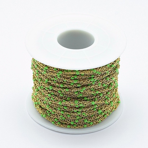 PandaHall Handmade Stainless Steel Chains, Soldered, with Spool, Enamel, Golden, Medium Spring Green, 2x1.6x0.2mm, Beads: 2mm, about 32.8...
PandaHall Handmade Stainless Steel Chains, Soldered, with Spool, Enamel, Golden, Medium Spring Green, 2x1.6x0.2mm, Beads: 2mm, about 32.8...