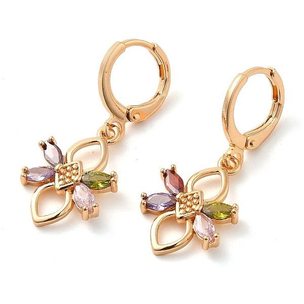 PandaHall Rack Plating Golden Brass Dangle Leverback Earrings, with Cubic Zirconia, Flower, Colorful, 31.5x12.5mm Cubic Zirconia Flower
PandaHall Rack Plating Golden Brass Dangle Leverback Earrings, with Cubic Zirconia, Flower, Colorful, 31.5x12.5mm Cubic Zirconia Flower