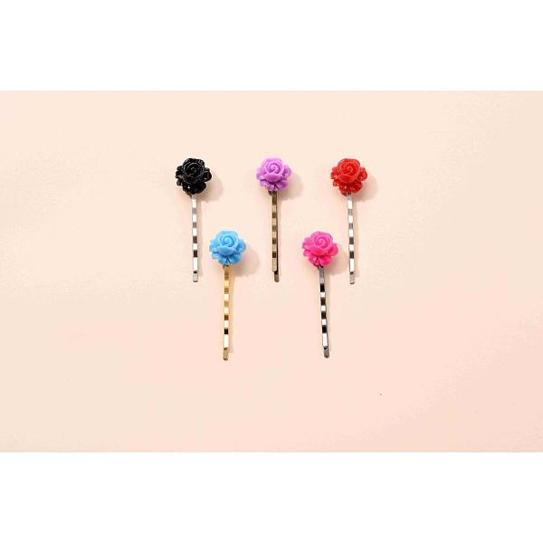 PandaHall Iron Hair Bobby Pins, with Resin Cabochons, Rose Flower, Mixed Color, 55mm Resin Multicolor
PandaHall Iron Hair Bobby Pins, with Resin Cabochons, Rose Flower, Mixed Color, 55mm Resin Multicolor