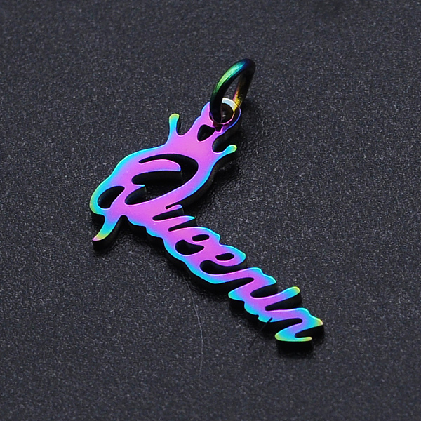 PandaHall Ion Plating(IP) 201 Stainless Steel Pendants, with Jump Rings, Word Queen, Rainbow Color, 14x20x1mm, Hole: 3mm 201 Stainless Steel...
PandaHall Ion Plating(IP) 201 Stainless Steel Pendants, with Jump Rings, Word Queen, Rainbow Color, 14x20x1mm, Hole: 3mm 201 Stainless Steel...