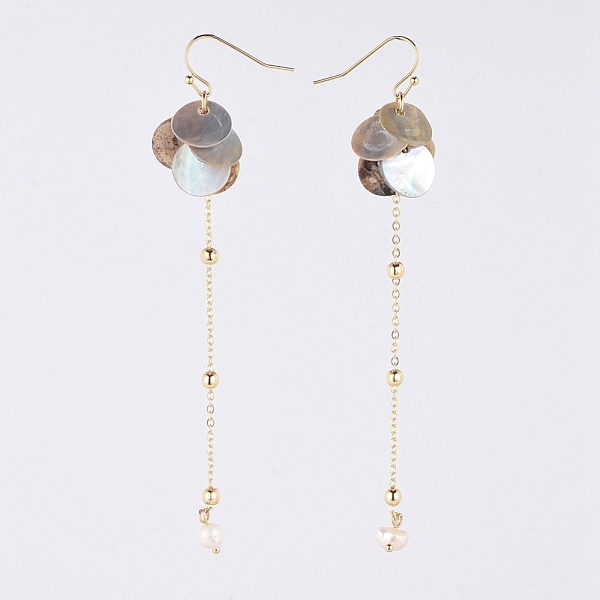 PandaHall Dangle Earrings, with Natural Freshwater Pearl, Akoya Shell, Brass Earring Findings and Cable Chains, Real 18K Gold Plated, 100mm...
PandaHall Dangle Earrings, with Natural Freshwater Pearl, Akoya Shell, Brass Earring Findings and Cable Chains, Real 18K Gold Plated, 100mm...