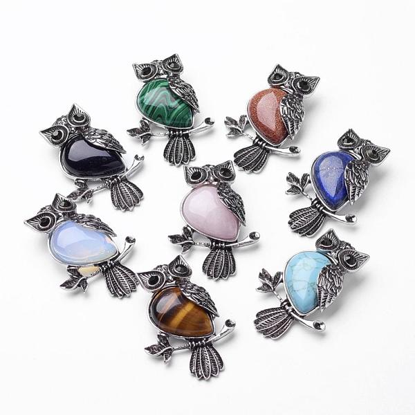 PandaHall Natural or Synthetic Natural & Synthetic Mixed Stone Pendants, Big Pendants, with Alloy Rhinestone Findings, Owl, Antique Silver...
PandaHall Natural or Synthetic Natural & Synthetic Mixed Stone Pendants, Big Pendants, with Alloy Rhinestone Findings, Owl, Antique Silver...