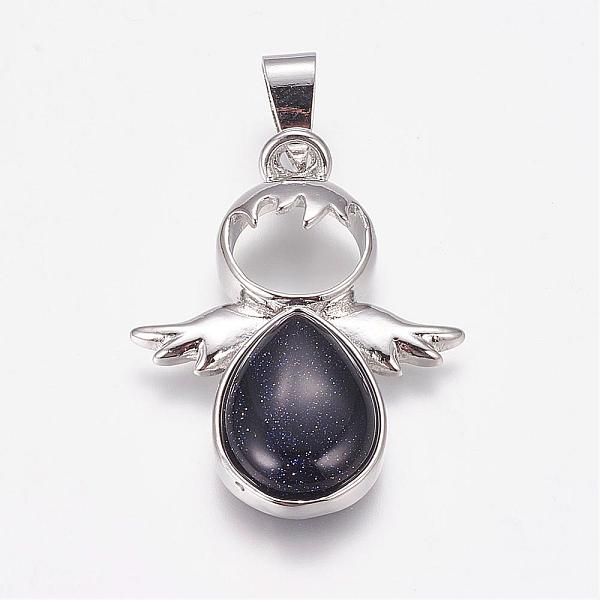 PandaHall Synthetic Blue Goldstone Pendants, Angel, with Brass Finding, Platinum, 34x25.5x4.5~6.5mm, Hole: 4~5x7mm Blue Goldstone Angel &...
PandaHall Synthetic Blue Goldstone Pendants, Angel, with Brass Finding, Platinum, 34x25.5x4.5~6.5mm, Hole: 4~5x7mm Blue Goldstone Angel &...