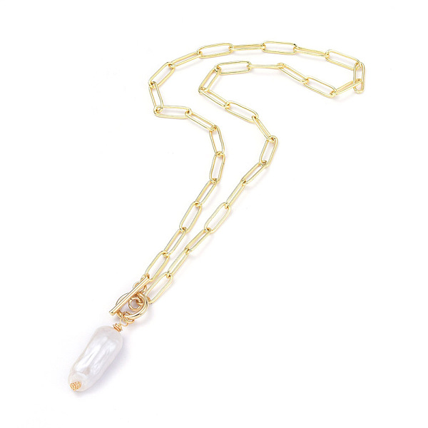 PandaHall Natural Baroque Pearl Keshi Pearl Pendant Necklaces, with 304 Stainless Steel Toggle Clasps, Brass Paperclip Chains and Cardboard..., White
PandaHall Natural Baroque Pearl Keshi Pearl Pendant Necklaces, with 304 Stainless Steel Toggle Clasps, Brass Paperclip Chains and Cardboard..., White