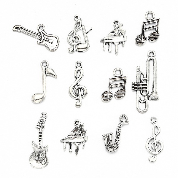 PandaHall Mixed Music Theme Tibetan Style Alloy Pendants, Antique Silver, 15~35x5.5~15x2~6mm, Hole: 1~2mm Alloy Musical Note
PandaHall Mixed Music Theme Tibetan Style Alloy Pendants, Antique Silver, 15~35x5.5~15x2~6mm, Hole: 1~2mm Alloy Musical Note