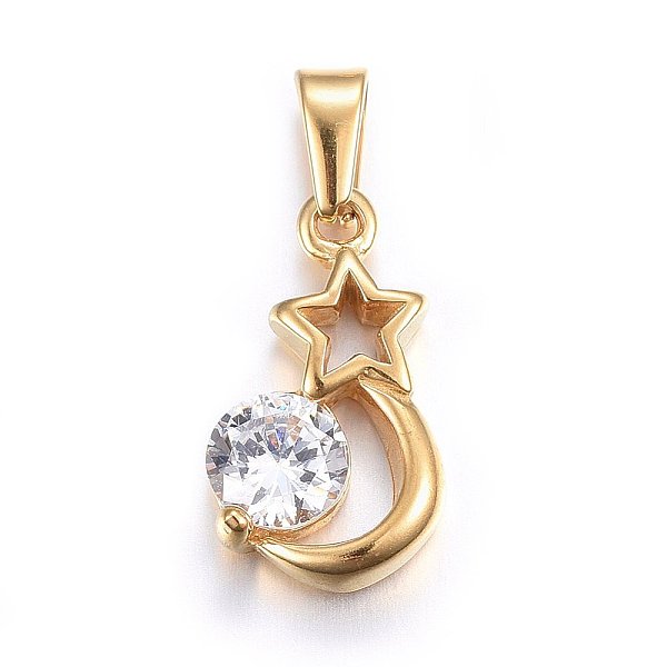 PandaHall 304 Stainless Steel Pendants, with Cubic Zirconia, Star, Clear, Golden, 17x10x3.5mm, Hole: 5x2.5mm Stainless Steel+Cubic Zirconia...
PandaHall 304 Stainless Steel Pendants, with Cubic Zirconia, Star, Clear, Golden, 17x10x3.5mm, Hole: 5x2.5mm Stainless Steel+Cubic Zirconia...