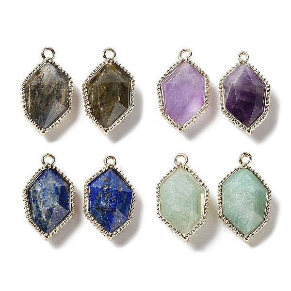 PandaHall Natural Mixed Gemstone Pendants, Faceted Hexagon Charms with Rack Plating Golden Plated Brass Edge Loops, 22.5x13x6.5~7mm, Hole...
PandaHall Natural Mixed Gemstone Pendants, Faceted Hexagon Charms with Rack Plating Golden Plated Brass Edge Loops, 22.5x13x6.5~7mm, Hole...