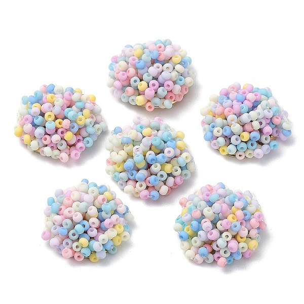 PandaHall Glass Seed Beaded Cabochons, Cluster Beads, with Golden Plated Iron Perforated Disc Settings, Half Round, Colorful, 19.5x9mm Glass...
PandaHall Glass Seed Beaded Cabochons, Cluster Beads, with Golden Plated Iron Perforated Disc Settings, Half Round, Colorful, 19.5x9mm Glass...