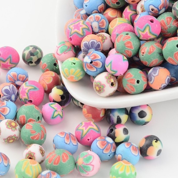 PandaHall Handmade Flower Pattern Polymer Clay Round Beads, Mixed Color, 8mm, Hole: 1~1.5mm Polymer Clay Round Multicolor
PandaHall Handmade Flower Pattern Polymer Clay Round Beads, Mixed Color, 8mm, Hole: 1~1.5mm Polymer Clay Round Multicolor