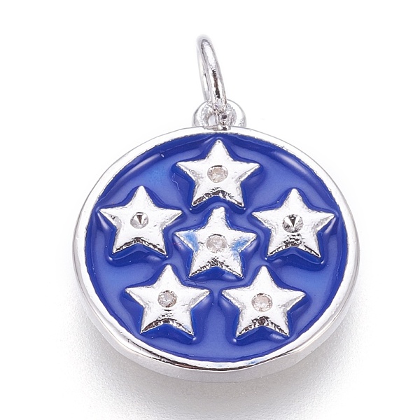 PandaHall Brass Enamel Pendants, with Cubic Zirconia, Flat Round with Star, Blue, Platinum, 17x15x2mm, Hole: 3.5mm Brass+Cubic...
PandaHall Brass Enamel Pendants, with Cubic Zirconia, Flat Round with Star, Blue, Platinum, 17x15x2mm, Hole: 3.5mm Brass+Cubic...