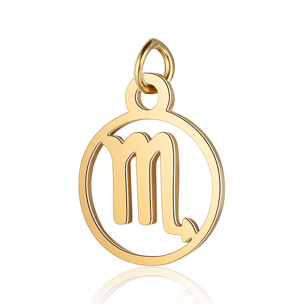 PandaHall 201 Stainless Steel Charms, with Jump Rings, Polished, Flat Round with Constellation, Golden, Scorpio, 13x11x1mm, Hole: 2.5mm 201...
PandaHall 201 Stainless Steel Charms, with Jump Rings, Polished, Flat Round with Constellation, Golden, Scorpio, 13x11x1mm, Hole: 2.5mm 201...