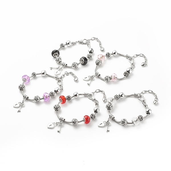 PandaHall Alloy Heart Padlock and Skeleton Key Charm European Bracelet with Snake Chains, Plastic & Acrylic Beaded Bracelet for Women, Mixed..., Multicolor
PandaHall Alloy Heart Padlock and Skeleton Key Charm European Bracelet with Snake Chains, Plastic & Acrylic Beaded Bracelet for Women, Mixed..., Multicolor