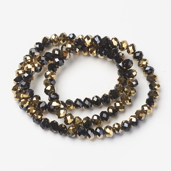 PandaHall Electroplate Opaque Glass Beads Strands, Half Golden Plated, Faceted, Rondelle, Black, 2x1.5mm, Hole: 0.4mm, about 195pcs/strand...
PandaHall Electroplate Opaque Glass Beads Strands, Half Golden Plated, Faceted, Rondelle, Black, 2x1.5mm, Hole: 0.4mm, about 195pcs/strand...