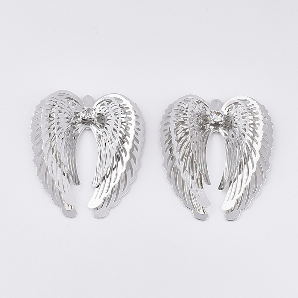 PandaHall Brass Pendants, with Crystal Rhinestone, Wing, Platinum, 32x28x7mm, Hole: 1.2mm Brass+Rhinestone Wing
PandaHall Brass Pendants, with Crystal Rhinestone, Wing, Platinum, 32x28x7mm, Hole: 1.2mm Brass+Rhinestone Wing