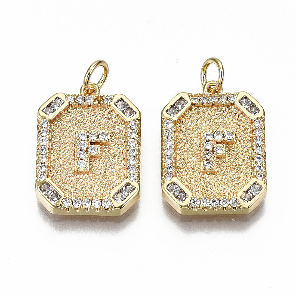 PandaHall Brass Micro Pave Clear Cubic Zirconia Pendants, Nickel Free, Real 18K Gold Plated, Rounded Rectangle with Word, Letter.F...
PandaHall Brass Micro Pave Clear Cubic Zirconia Pendants, Nickel Free, Real 18K Gold Plated, Rounded Rectangle with Word, Letter.F...