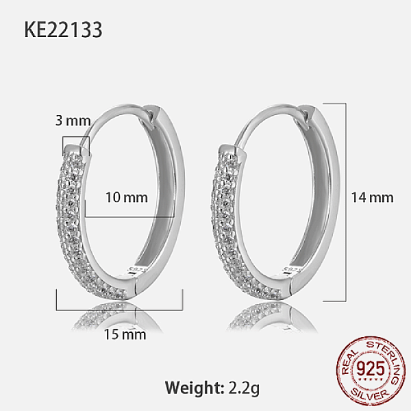 PandaHall Rhodium Plated 925 Sterling Silver Micro Pave Cubic Zirconia Hoop Earrings, with S925 Stamp, Platinum, 15x3mm Sterling Silver Ring..., Clear
PandaHall Rhodium Plated 925 Sterling Silver Micro Pave Cubic Zirconia Hoop Earrings, with S925 Stamp, Platinum, 15x3mm Sterling Silver Ring..., Clear