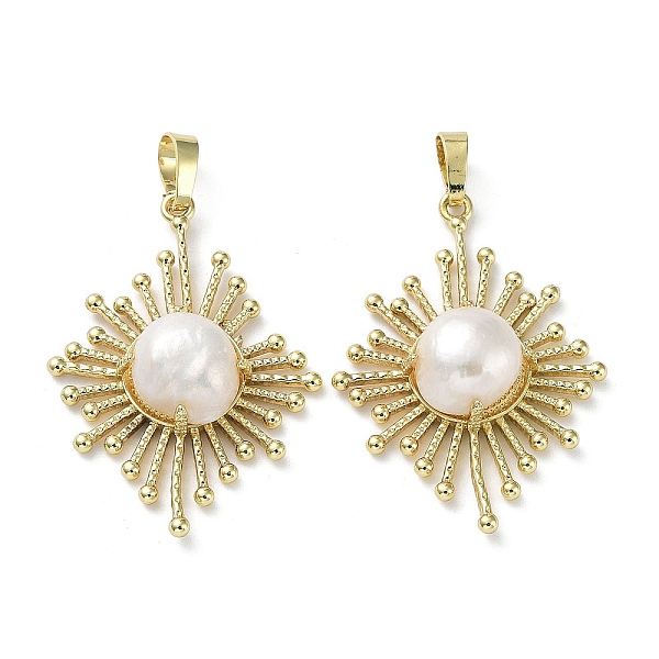 PandaHall Rack Plating Brass Pendants with Natural Pearl, Long-Lasting Plated, Sun Charms, Golden, 42x30x9mm, Hole: 8x5mm Pearl Sun
PandaHall Rack Plating Brass Pendants with Natural Pearl, Long-Lasting Plated, Sun Charms, Golden, 42x30x9mm, Hole: 8x5mm Pearl Sun