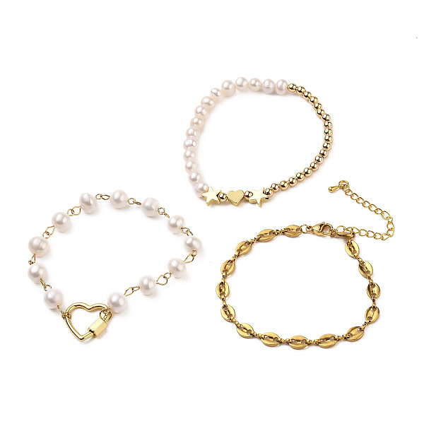PandaHall Beaded Bracelets & Link Bracelets & Chain Bracelets Sets, with Natural Pearl Beads, Brass Beads & Heart Locking Carabiner, 304...
PandaHall Beaded Bracelets & Link Bracelets & Chain Bracelets Sets, with Natural Pearl Beads, Brass Beads & Heart Locking Carabiner, 304...