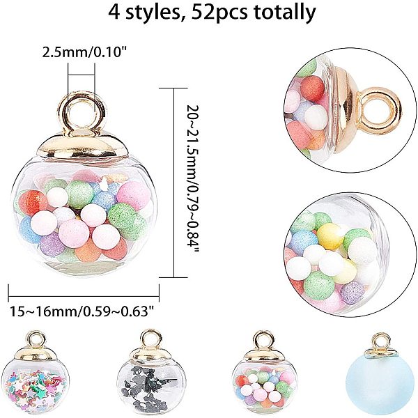 PandaHall Transparent Glass Globe Pendants, with Frosted Acrylic Pendants, Mixed Color, 48pcs/box Glass Round Multicolor
PandaHall Transparent Glass Globe Pendants, with Frosted Acrylic Pendants, Mixed Color, 48pcs/box Glass Round Multicolor