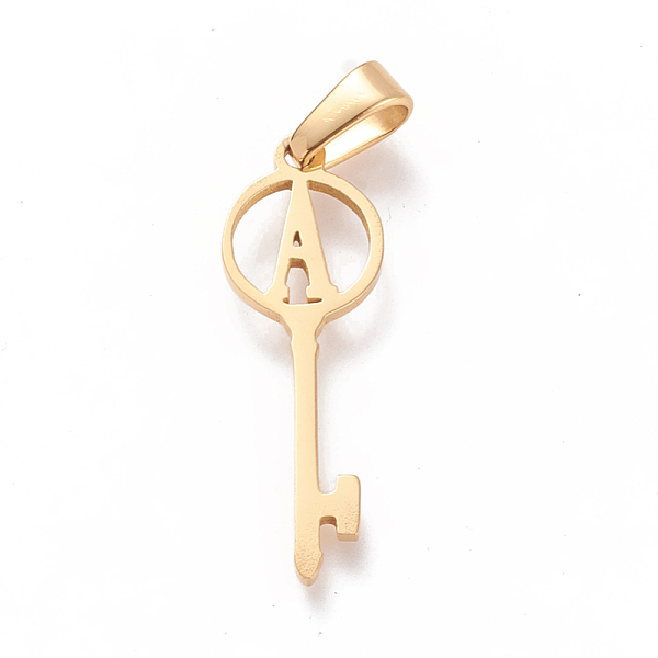 PandaHall 304 Stainless Steel Initial Pendants, Large Hole Pendants, Key with Letter, Golden, Letter.A, 25x8.5x1mm, Hole: 6x2.5mm 304...
PandaHall 304 Stainless Steel Initial Pendants, Large Hole Pendants, Key with Letter, Golden, Letter.A, 25x8.5x1mm, Hole: 6x2.5mm 304...