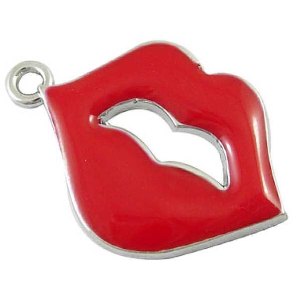 PandaHall Alloy Enamel Pendants, Cadmium Free & Lead Free, Lip, Platinum, Red, about 24.5mm long, 17mm wide, 2.5mm thick, hole: 2mm...
PandaHall Alloy Enamel Pendants, Cadmium Free & Lead Free, Lip, Platinum, Red, about 24.5mm long, 17mm wide, 2.5mm thick, hole: 2mm...