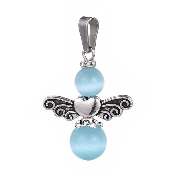 PandaHall Cat Eye Pendants, with Tibetan Style Alloy Bead, Brass Grade A Rhinestone Spacer Beads and 304 Stainless Steel Finding, Angel..., Blue
PandaHall Cat Eye Pendants, with Tibetan Style Alloy Bead, Brass Grade A Rhinestone Spacer Beads and 304 Stainless Steel Finding, Angel..., Blue