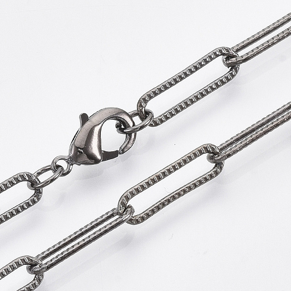 PandaHall Brass Textured Paperclip Chain Necklace Making, with Lobster Claw Clasps, Gunmetal, 24.01 inch(61cm), Link: 15.5x4.5x1mm Brass
PandaHall Brass Textured Paperclip Chain Necklace Making, with Lobster Claw Clasps, Gunmetal, 24.01 inch(61cm), Link: 15.5x4.5x1mm Brass