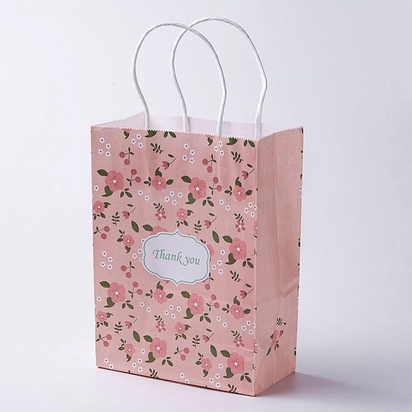 PandaHall kraft Paper Bags, with Handles, Gift Bags, Shopping Bags, Rectangle, Flower Pattern, Pink, 27x21x10cm Paper Flower Pink
PandaHall kraft Paper Bags, with Handles, Gift Bags, Shopping Bags, Rectangle, Flower Pattern, Pink, 27x21x10cm Paper Flower Pink