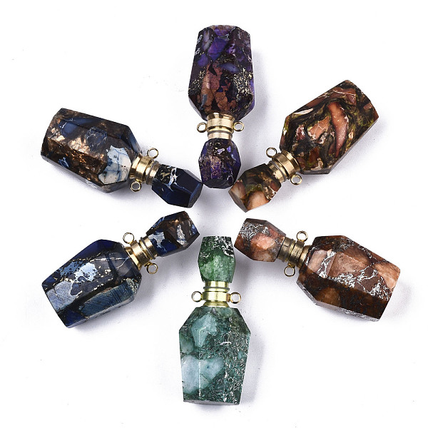 PandaHall Assembled Synthetic Pyrite and Imperial Jasper Openable Perfume Bottle Pendants, with Brass Findings, Dyed, Mixed Color, capacity..., Multicolor
PandaHall Assembled Synthetic Pyrite and Imperial Jasper Openable Perfume Bottle Pendants, with Brass Findings, Dyed, Mixed Color, capacity..., Multicolor
