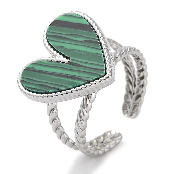 PandaHall 304 Stainless Steel Ring, Adjustable Synthetic Malachite Rings, Heart, 18x17.5mm, Inner Diameter: Adjustable Malachite Heart
PandaHall 304 Stainless Steel Ring, Adjustable Synthetic Malachite Rings, Heart, 18x17.5mm, Inner Diameter: Adjustable Malachite Heart