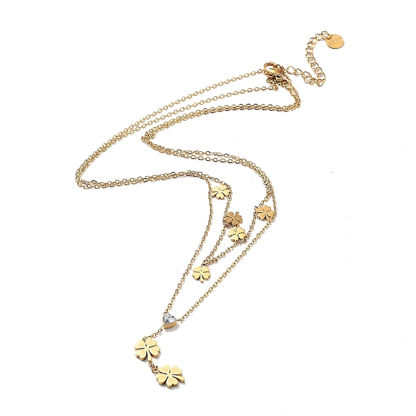 PandaHall Golden 304 Stainless Steel Cable Chains Double Layer Necklace, with Cubic Zirconic Charms, Clover, 15.94 inch(40.5cm) Cubic..., Clear
PandaHall Golden 304 Stainless Steel Cable Chains Double Layer Necklace, with Cubic Zirconic Charms, Clover, 15.94 inch(40.5cm) Cubic..., Clear