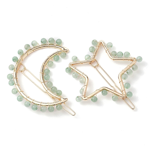 PandaHall 2Pcs Moon & Star Alloy with Natural Green Aventurine Hollow Hair Barrettes, Ponytail Holder Statement for Girls Women, Moon...
PandaHall 2Pcs Moon & Star Alloy with Natural Green Aventurine Hollow Hair Barrettes, Ponytail Holder Statement for Girls Women, Moon...