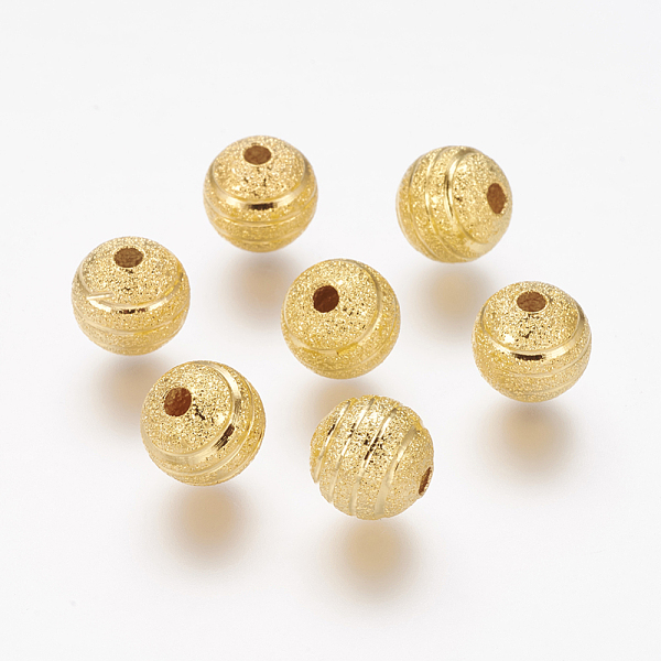 PandaHall Brass Textured Beads, Round, Golden Color, Size: about 8mm in diameter, hole: 2mm Brass Round
PandaHall Brass Textured Beads, Round, Golden Color, Size: about 8mm in diameter, hole: 2mm Brass Round