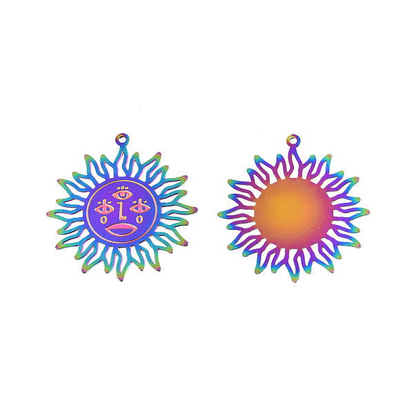 PandaHall 304 Stainless Steel Pendants, Etched Metal Embellishments, Sun, Rainbow Color, 38x35x0.3mm, Hole: 1.4mm 304 Stainless Steel Sun
PandaHall 304 Stainless Steel Pendants, Etched Metal Embellishments, Sun, Rainbow Color, 38x35x0.3mm, Hole: 1.4mm 304 Stainless Steel Sun