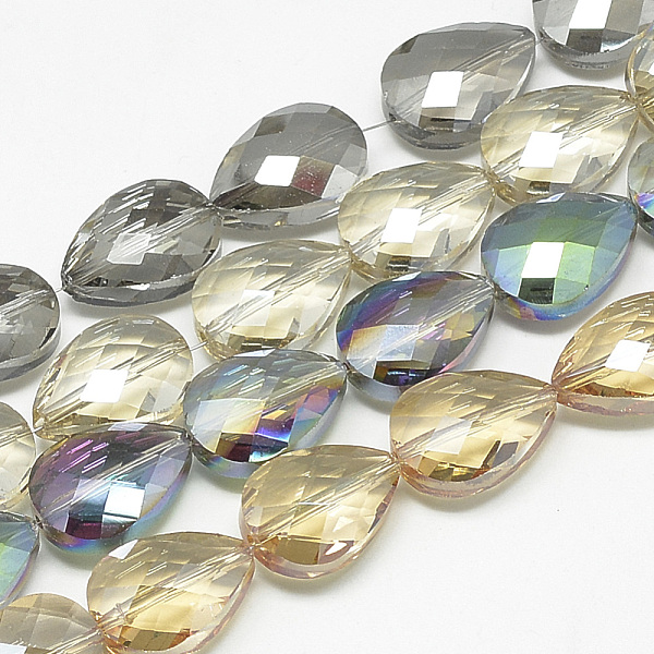 PandaHall Electroplate Glass Beads Strands, Rainbow Plated, Faceted, teardrop, Mixed Color, 18x12~13x8mm, Hole: 1mm, about 40pcs/28.5 inch..., Multicolor
PandaHall Electroplate Glass Beads Strands, Rainbow Plated, Faceted, teardrop, Mixed Color, 18x12~13x8mm, Hole: 1mm, about 40pcs/28.5 inch..., Multicolor