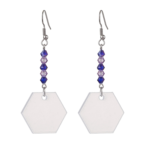 PandaHall Blank Acrylic Dangle Earrings, with Glass Beaded, Hexagon, 71x27.5mm Acrylic Hexagon Purple
PandaHall Blank Acrylic Dangle Earrings, with Glass Beaded, Hexagon, 71x27.5mm Acrylic Hexagon Purple