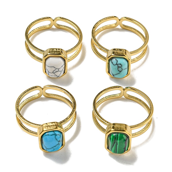 PandaHall 304 Stainless Steel Open Cuff Rings, Synthetic Malachite & Turquoise Rectangle Finger Rings for Women Men, Real 18K Gold Plated...
PandaHall 304 Stainless Steel Open Cuff Rings, Synthetic Malachite & Turquoise Rectangle Finger Rings for Women Men, Real 18K Gold Plated...