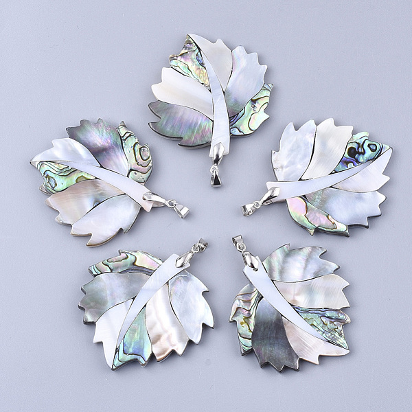 PandaHall Shell Big Pendants, with Brass Findings, Leaf, Platinum, Colorful, 50~52x51~52x4~5mm, Hole: 6x4mm Shell Leaf
PandaHall Shell Big Pendants, with Brass Findings, Leaf, Platinum, Colorful, 50~52x51~52x4~5mm, Hole: 6x4mm Shell Leaf