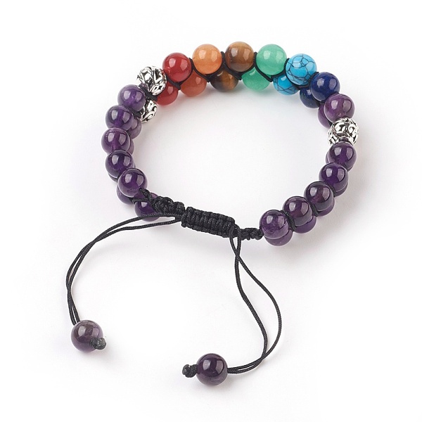 PandaHall Chakra Natural Amethyst Braided Bead Bracelets, with Natural & Synthetic Mixed Stone and Alloy Findings, Antique Silver, 2-3/8...
PandaHall Chakra Natural Amethyst Braided Bead Bracelets, with Natural & Synthetic Mixed Stone and Alloy Findings, Antique Silver, 2-3/8...