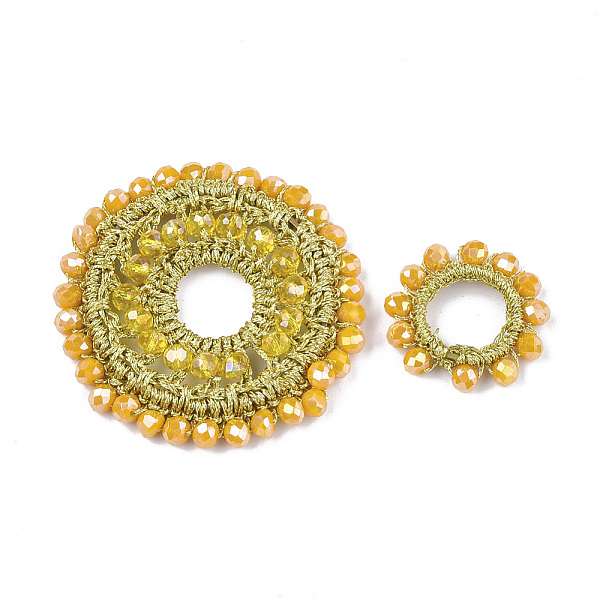 PandaHall Glass Woven Pendants, Polyester Thread Covered with Brass Findings, Flat Round, Gold, 43~45x6~8mm, 21~24x4mm Brass+Glass Flat...
PandaHall Glass Woven Pendants, Polyester Thread Covered with Brass Findings, Flat Round, Gold, 43~45x6~8mm, 21~24x4mm Brass+Glass Flat...
