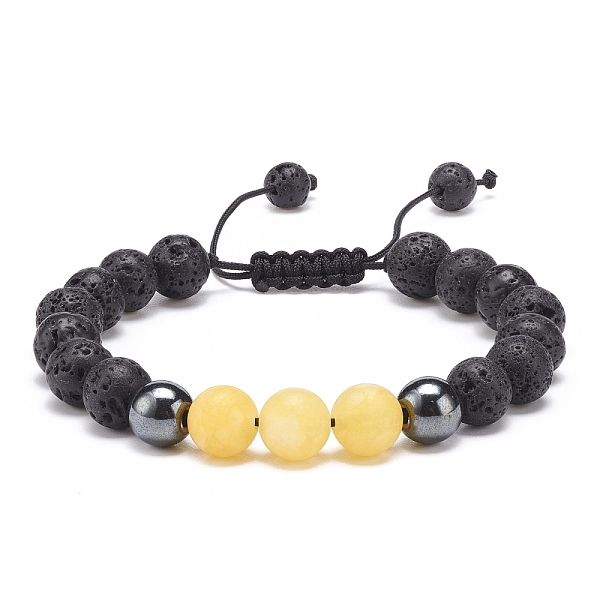 PandaHall Gold Natural White Jade(Dyed) & Lava Rock & Synthetic Hematite Round Braided Bead Bracelet, Essential Oil Gemstone Jewelry for...
PandaHall Gold Natural White Jade(Dyed) & Lava Rock & Synthetic Hematite Round Braided Bead Bracelet, Essential Oil Gemstone Jewelry for...