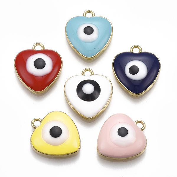 PandaHall Alloy Pendants, with Enamel, Heart with Evil Eye, Light Gold, Mixed Color, 18x15.5x5mm, Hole: 2mm Alloy+Enamel Heart Multicolor
PandaHall Alloy Pendants, with Enamel, Heart with Evil Eye, Light Gold, Mixed Color, 18x15.5x5mm, Hole: 2mm Alloy+Enamel Heart Multicolor