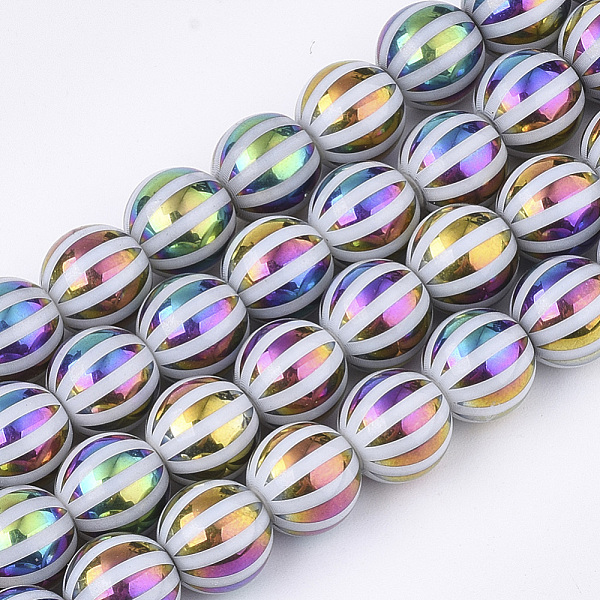 PandaHall Electroplate Glass Beads Strands, Round with Stripe, Colorful, 10x9.5mm, Hole: 1.2mm, about 30pcs/strand, 11.2 inch Glass Stripe
PandaHall Electroplate Glass Beads Strands, Round with Stripe, Colorful, 10x9.5mm, Hole: 1.2mm, about 30pcs/strand, 11.2 inch Glass Stripe