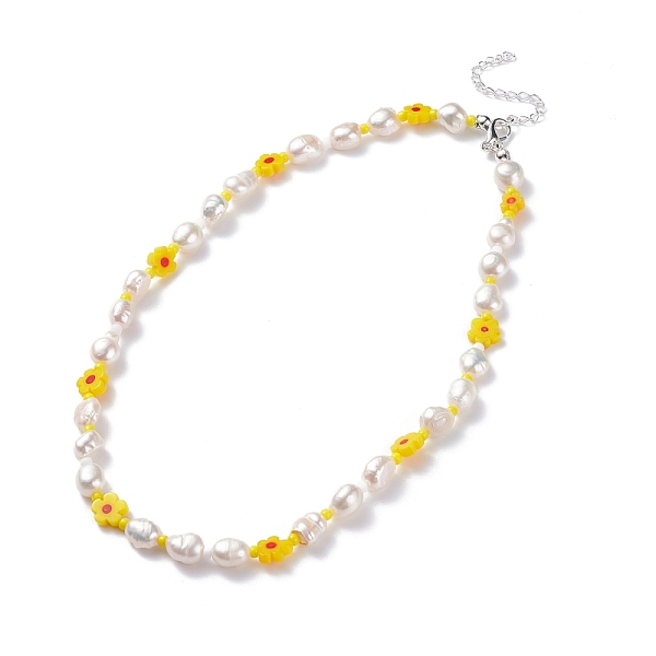 PandaHall Natural Pearl Beaded Necklace, Handmade Flower Millefiori Glass Beads Necklace for Women, Silver, Yellow, 15.94 inch(40.5cm) Pearl...
PandaHall Natural Pearl Beaded Necklace, Handmade Flower Millefiori Glass Beads Necklace for Women, Silver, Yellow, 15.94 inch(40.5cm) Pearl...
