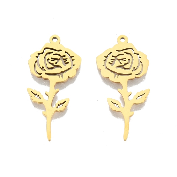 PandaHall Ion Plating(IP) 201 Stainless Steel Pendants, Rose, Real 18K Gold Plated, 32x15.5x1.5mm, Hole: 1.4mm 201 Stainless Steel Flower
PandaHall Ion Plating(IP) 201 Stainless Steel Pendants, Rose, Real 18K Gold Plated, 32x15.5x1.5mm, Hole: 1.4mm 201 Stainless Steel Flower