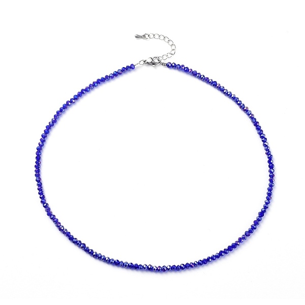PandaHall Faceted Glass Beaded Necklaces, with 304 Stainless Steel Lobster Claw Clasps and Brass Extender Chain, Rondelle, Dark Blue, 15.87...
PandaHall Faceted Glass Beaded Necklaces, with 304 Stainless Steel Lobster Claw Clasps and Brass Extender Chain, Rondelle, Dark Blue, 15.87...