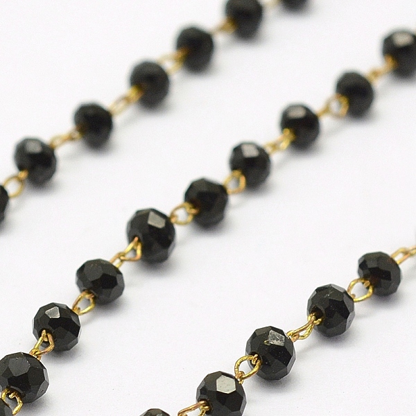 PandaHall 3.28 Feet Handmade Glass Beaded Chains, Soldered, with Raw(Unplated) Brass Findings, Nickel Free, Faceted Rondelle, Black, 2.5~3mm...
PandaHall 3.28 Feet Handmade Glass Beaded Chains, Soldered, with Raw(Unplated) Brass Findings, Nickel Free, Faceted Rondelle, Black, 2.5~3mm...