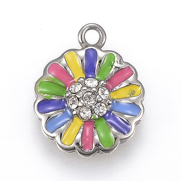 PandaHall 304 Stainless Steel Enamel Pendants, with Rhinestone, Flower, Stainless Steel Color, 14.5x12x2.5mm, Hole: 1.5mm Stainless..., Multicolor
PandaHall 304 Stainless Steel Enamel Pendants, with Rhinestone, Flower, Stainless Steel Color, 14.5x12x2.5mm, Hole: 1.5mm Stainless..., Multicolor