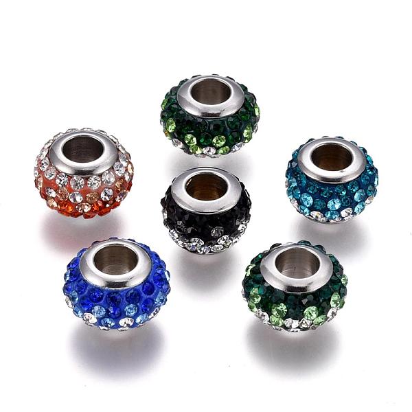 PandaHall 304 Stainless Steel Polymer Clay Rhinestone European Beads, Stainless Steel Color Core, Large Hole Rondelle Beads, Mixed Color..., Multicolor
PandaHall 304 Stainless Steel Polymer Clay Rhinestone European Beads, Stainless Steel Color Core, Large Hole Rondelle Beads, Mixed Color..., Multicolor